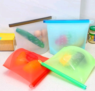 Silicone fresh-keeping vacuum sealed bag for food storage