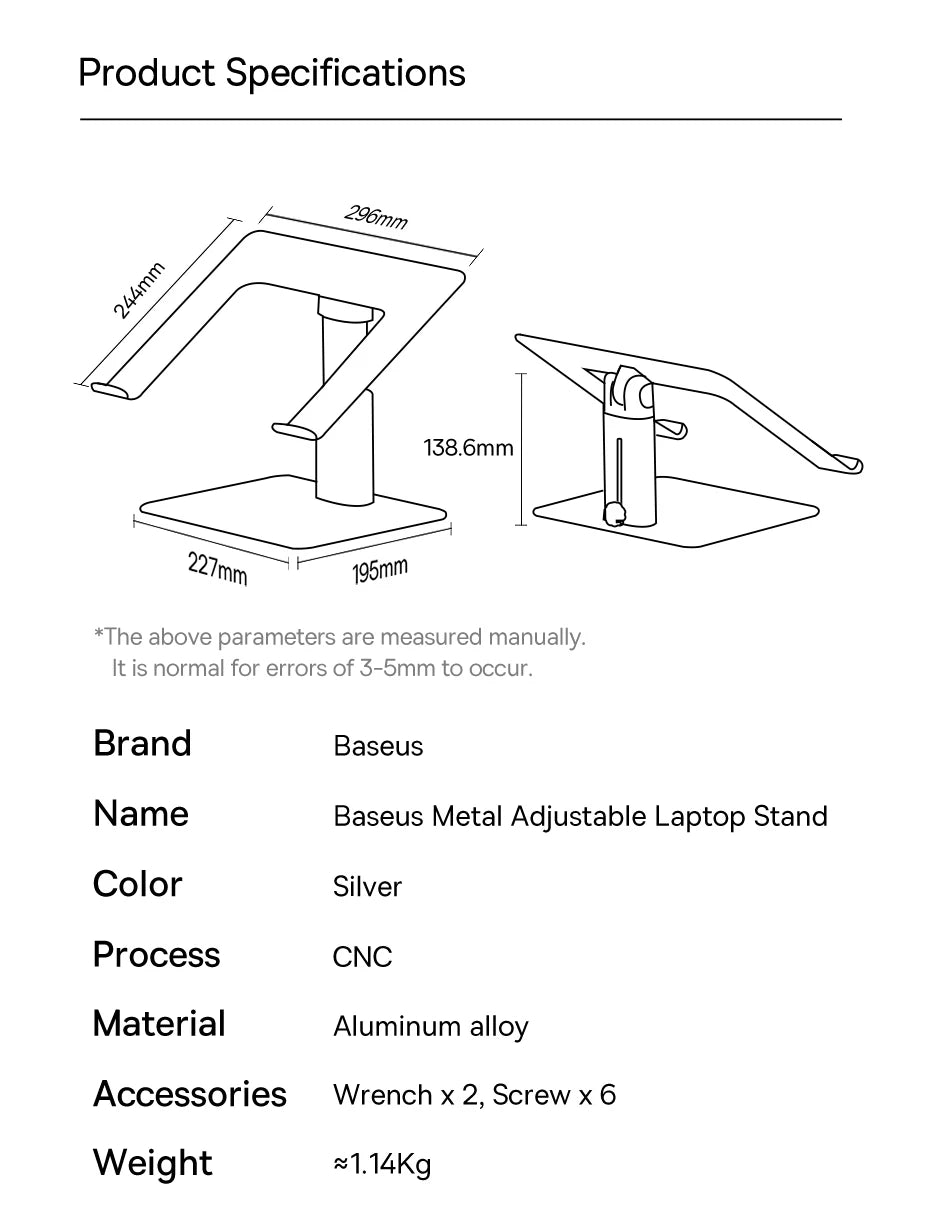 Baseus Laptop Stand for MacBook Air Pro Foldable Aluminium Vertical Notebook Stand Scalable Adjustable Support Tablet Kickstand