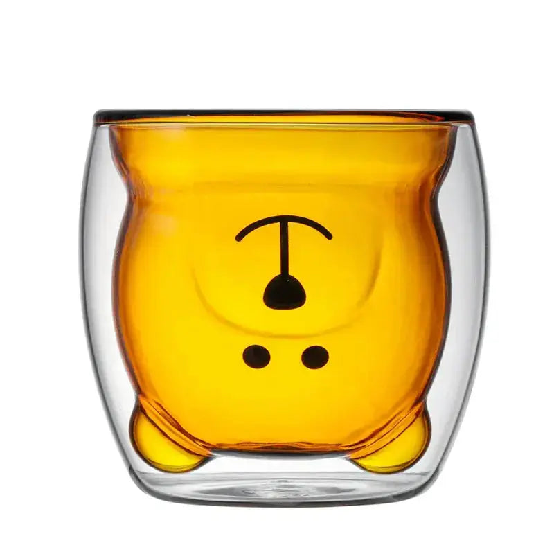 250ml Double-Wall Glass Mug – Cute Bear Design for Milk, Coffee, Tea & Juice, Valentine's Day & Anniversary Gift Rehmiar