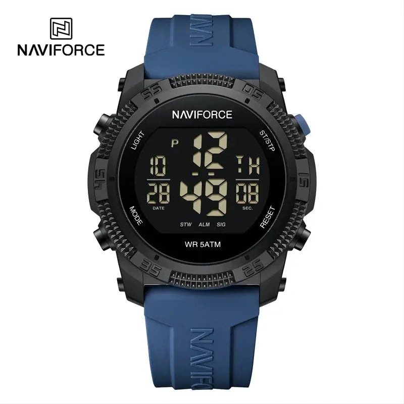 Naviforce Luxury Men's Fashion Watch – Water Resistant Silicone Strap LCD Electronic Clock