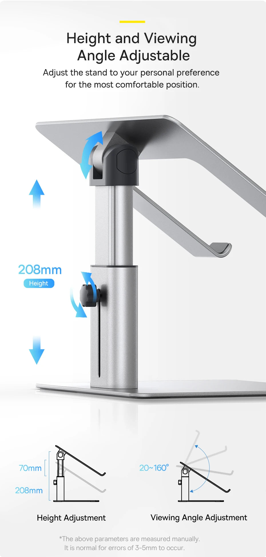 Baseus Laptop Stand for MacBook Air Pro Foldable Aluminium Vertical Notebook Stand Scalable Adjustable Support Tablet Kickstand