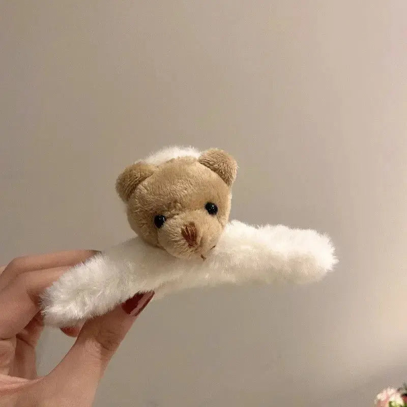 Solid Colour Large Soft Faux Fur Hair Claws Plush Bear Hair Clip Shark Clips Fall Winter Head Accessories - Rehmiar