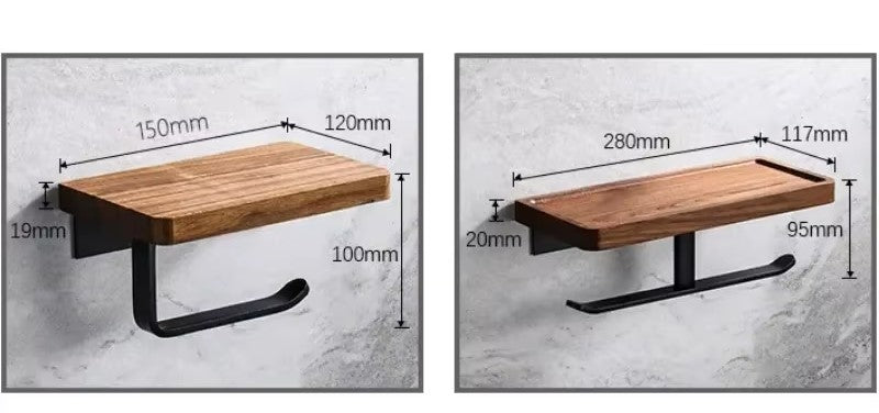 Wooden Toilet Paper, Phone Holder for Bathroom Wall Mount - Rehmiar