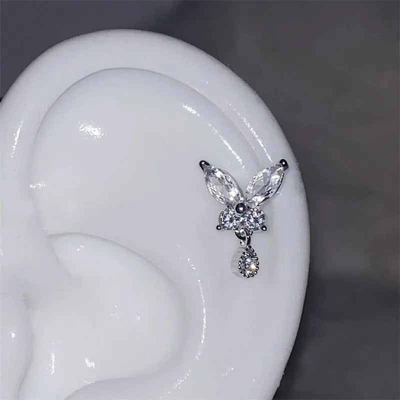 1pcs Silver Wing Stainless Steel Ear Bone Nail for Women Accessories for Ear