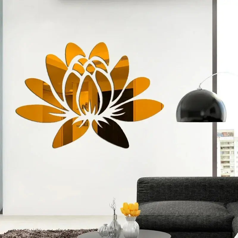 Lotus 3D Mirror Wall Sticker Acrylic Reflective Wall Decor Home Decoration - Rehmiar