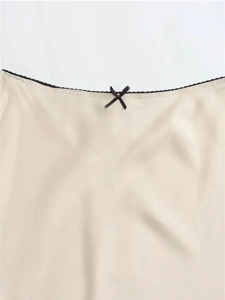 Women Fashion Skirt With Satin Texture Bow - Rehmiar