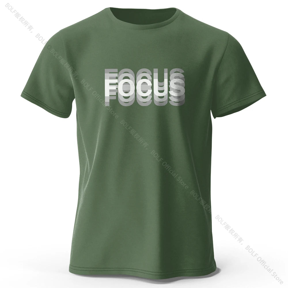 Focus Letter Minimalist Style 100% Lightweight Cotton T-Shirt, - Rehmiar