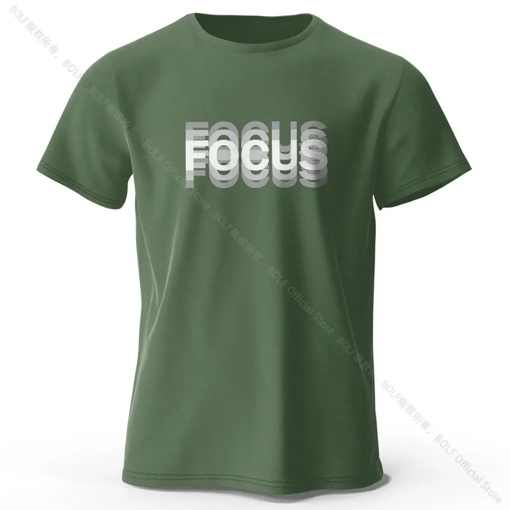 Focus Letter Minimalist Style 100% Lightweight Cotton T-Shirt, - Rehmiar