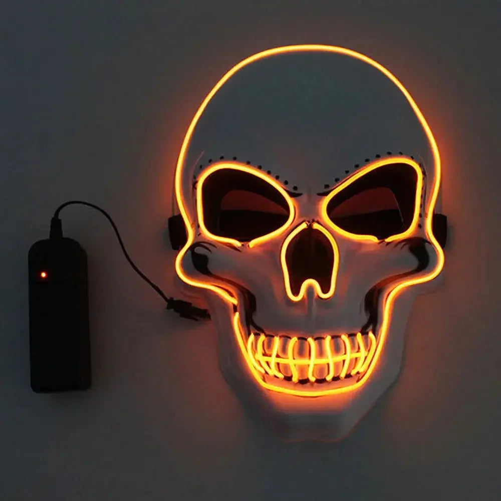 Halloween Horror Skull Mask LED Cold Light Mask - Rehmiar