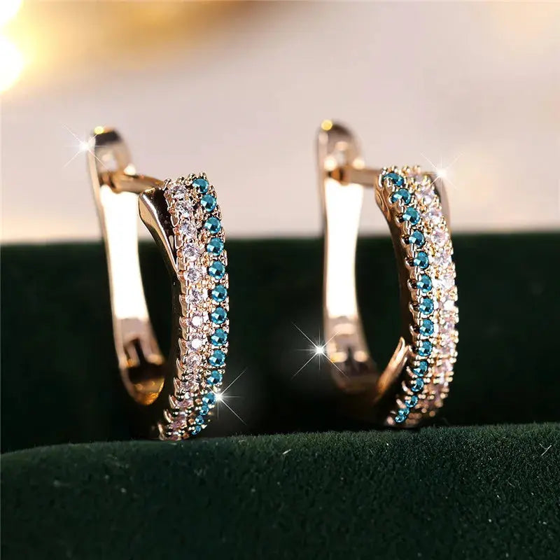 Red Zircon Clip On Earrings Gold Tone Wedding Party Jewellery for Women - Rehmiar
