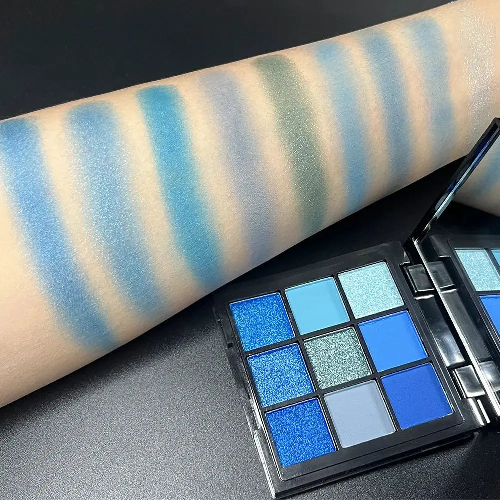 Blue Colour Eyeshadow Palette Waterproof Sweatproof Blue Matte Pearl Glitter Finish - Rehmiar