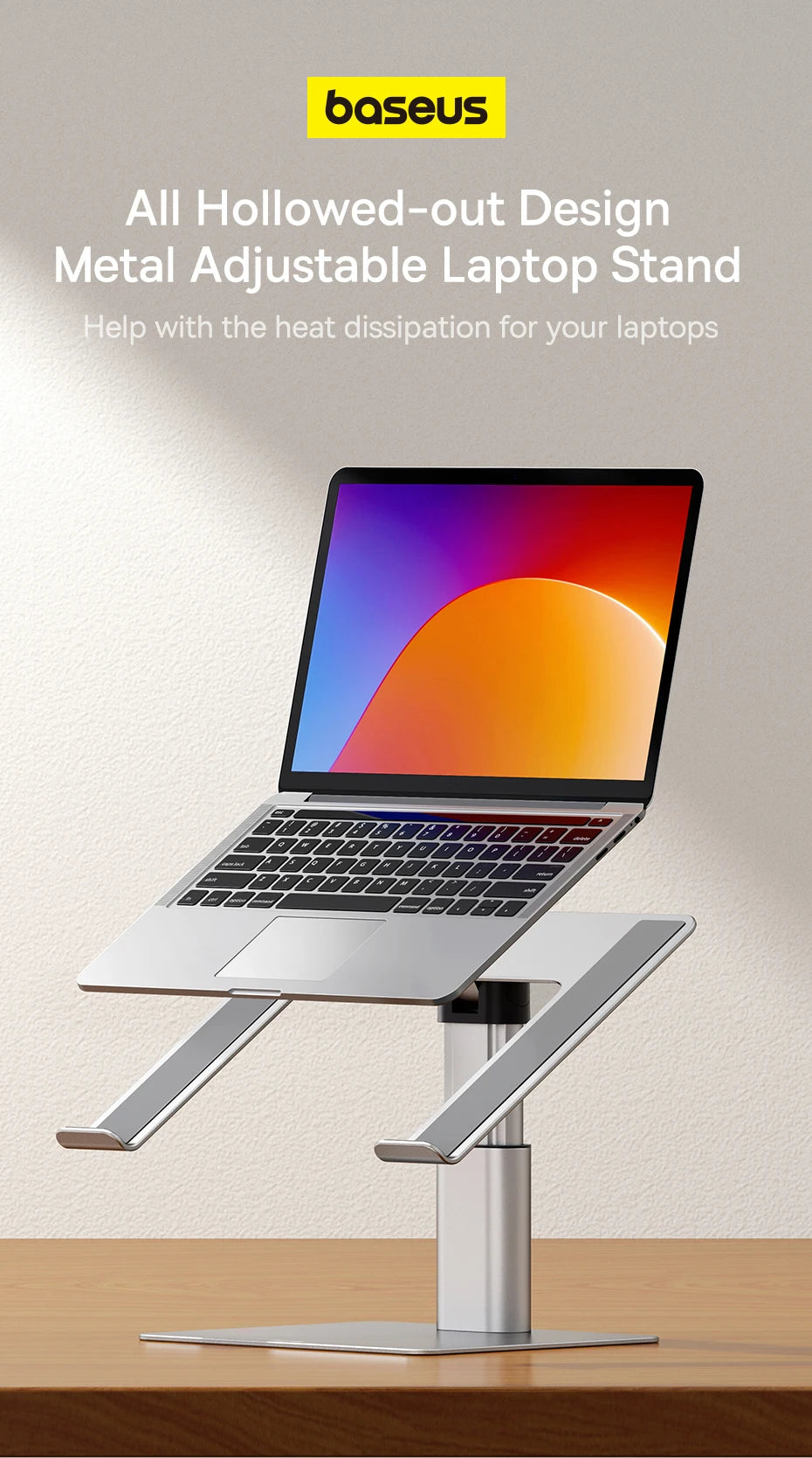 Baseus Laptop Stand for MacBook Air Pro Foldable Aluminium Vertical Notebook Stand Scalable Adjustable Support Tablet Kickstand