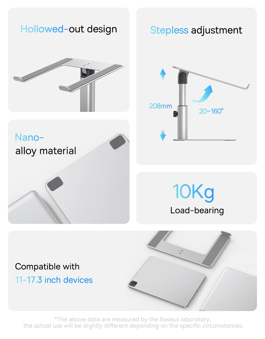 Baseus Laptop Stand for MacBook Air Pro Foldable Aluminium Vertical Notebook Stand Scalable Adjustable Support Tablet Kickstand