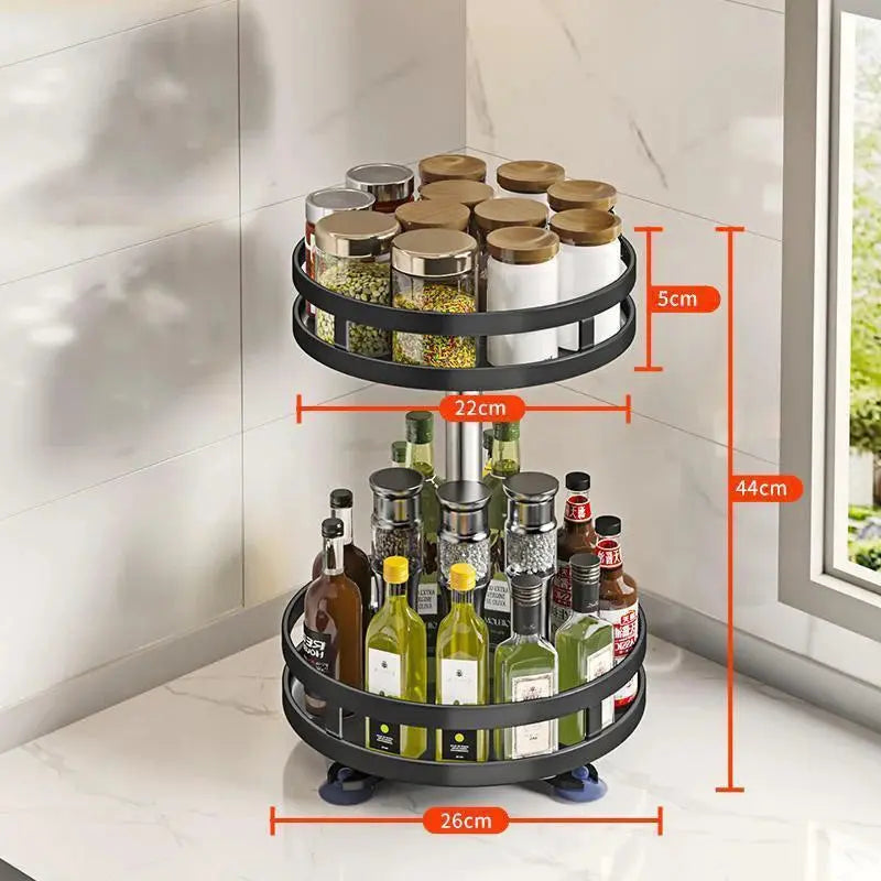 Multi-purpose 360° Rotating Storage Box Space-saving Non-slip Countertop Kitchen Storage Tableware Rehmiar