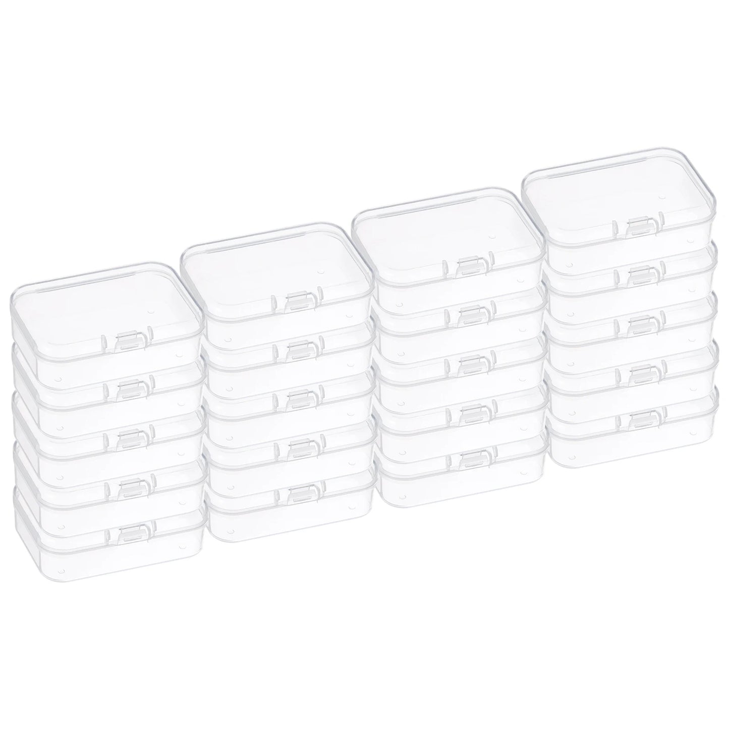 Clear Storage Box with Hinged Lid, Plastic Stackable Rectangle Organizer Container for Small Jewlery Items