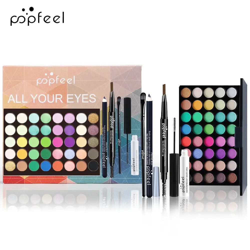 POPFEEL Eye Makeup Set, Eyeshadow Palette, Eyeliner, Mascara, Eyebrow Pencil, Makeup Set Box - Rehmiar