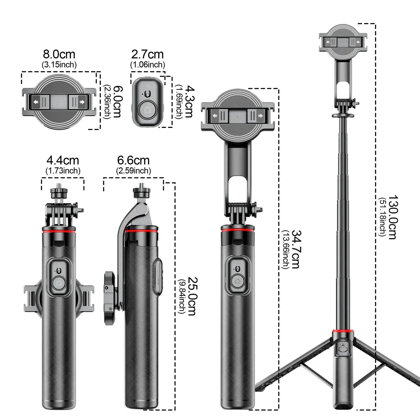 C20 Magnetic Selfie Stick Tripod – MagSafe Travel Stand for iPhone 12–16 Pro Max & Android Rehmiar