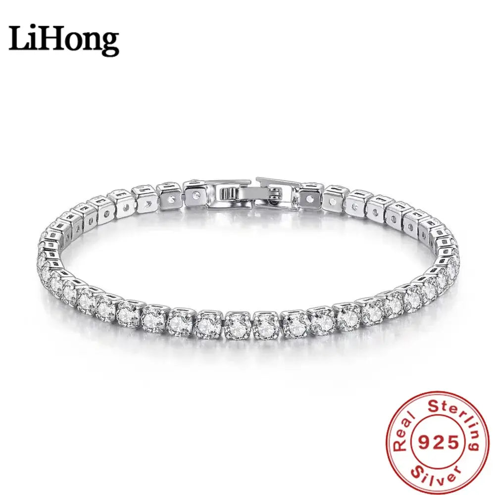 S925 Sterling Silver Zirconia Tennis Ball Bracelet - Rehmiar