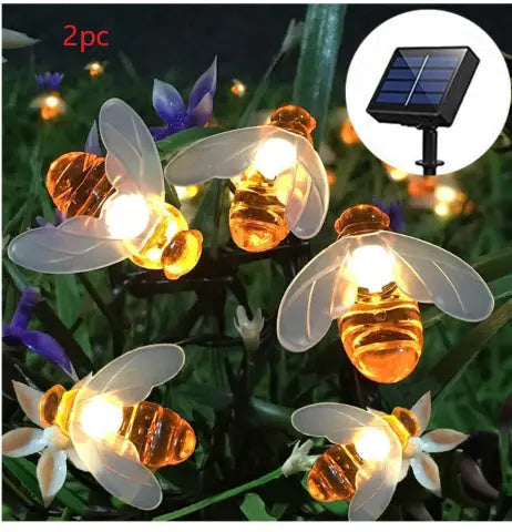 Solar New String Lights 20Led Little Bee Christmas Lanterns Flashing Lights Christmas String Lights Garden Decoration Lights - Rehmiar