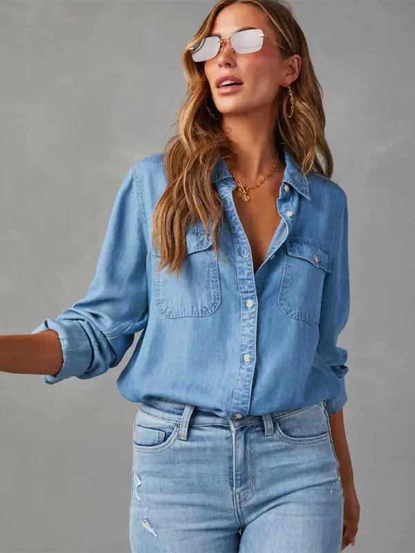 Casual long-sleeved denim shirt - Rehmiar
