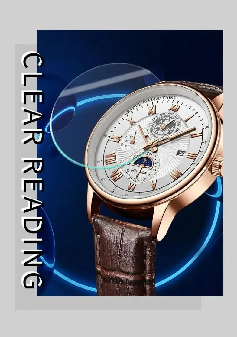 Men's Top Luxury Wristwatch Waterproof Luminous Leather Date Quartz Watches - Rehmiar
