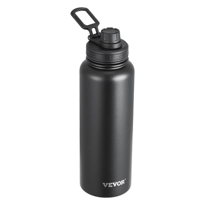 40 Oz Insulated Water Bottle Stainless Steel With Wide Mouth Lid Black - Rehmiar