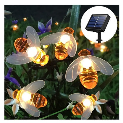 Solar New String Lights 20Led Little Bee Christmas Lanterns Flashing Lights Christmas String Lights Garden Decoration Lights - Rehmiar