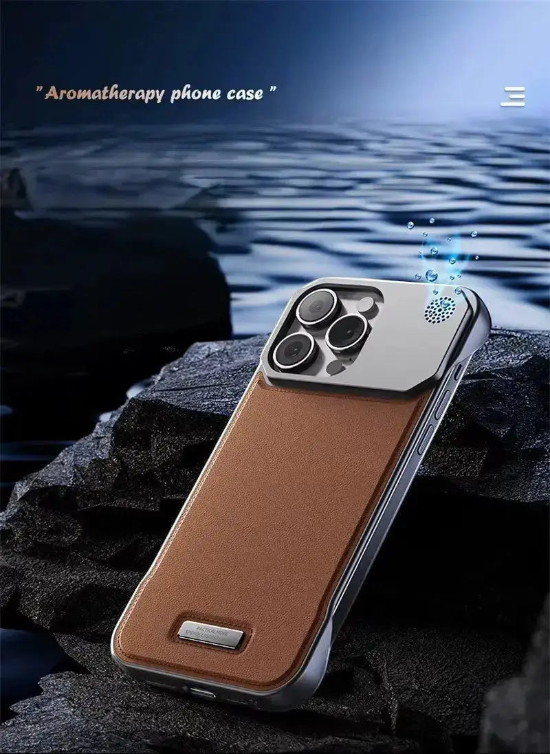 Luxury Magnetic Leather Aromatherapy Case for iPhone 11–17 Pro Max – Wireless Charging Compatible - Rehmiar