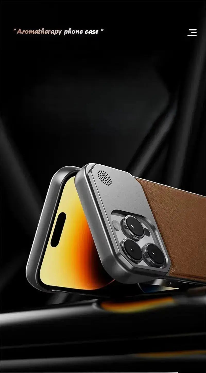 Luxury Magnetic Leather Aromatherapy Case for iPhone 11–17 Pro Max – Wireless Charging Compatible - Rehmiar