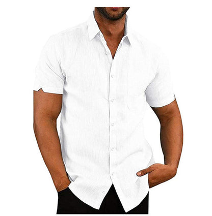 Men Short Sleeve Summer Solid Shirts Casual Loose Tops Tee - Rehmiar