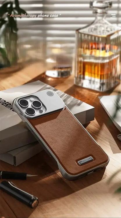 Luxury Magnetic Leather Aromatherapy Case for iPhone 11–17 Pro Max – Wireless Charging Compatible - Rehmiar