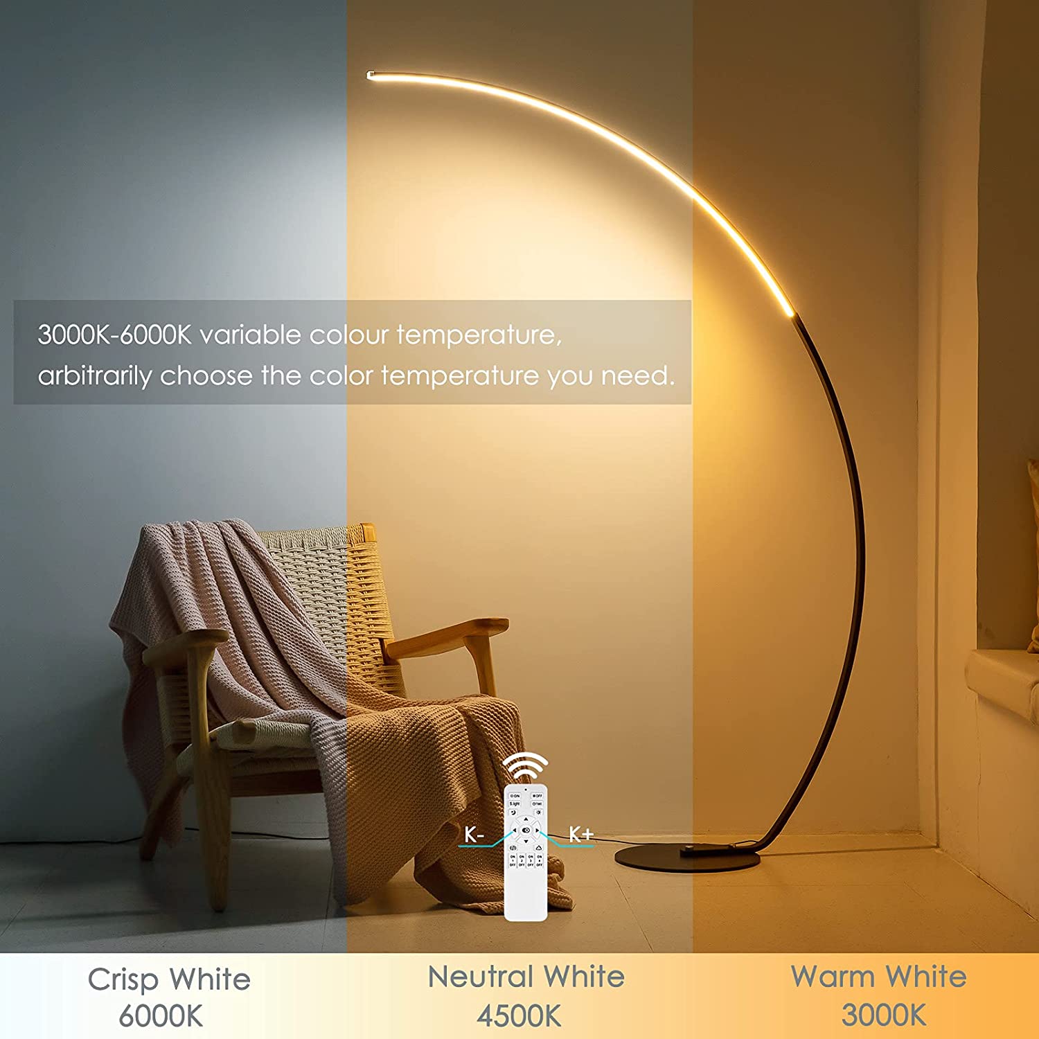 RGBW Modern Curve Floor Lamp | New Version - Rehmiar