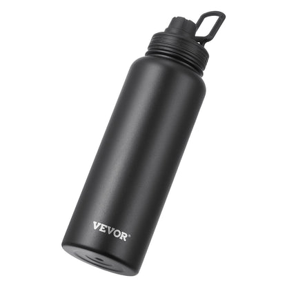 40 Oz Insulated Water Bottle Stainless Steel With Wide Mouth Lid Black - Rehmiar