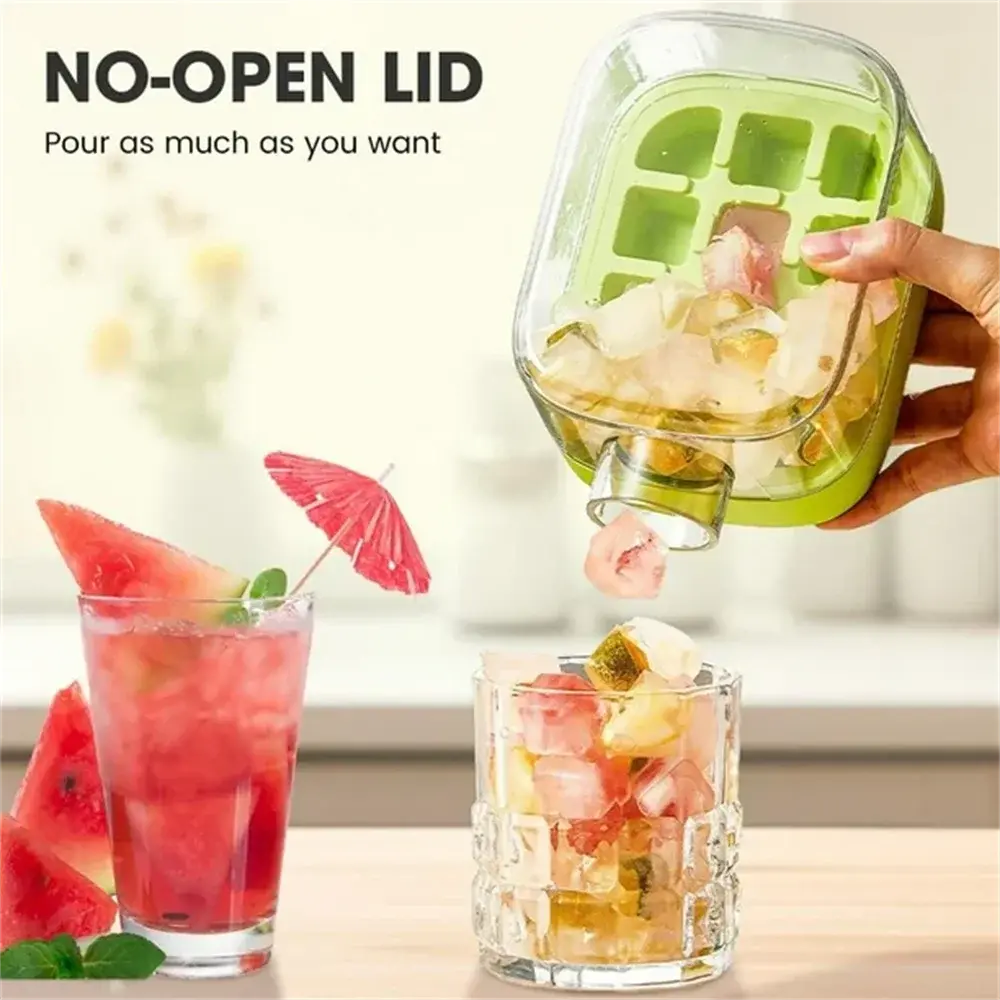 2-in-1 Ice Cube Making Water Bottle with Straw – Touch-Free Push-Type Easy Release Ice Mold - Rehmiar