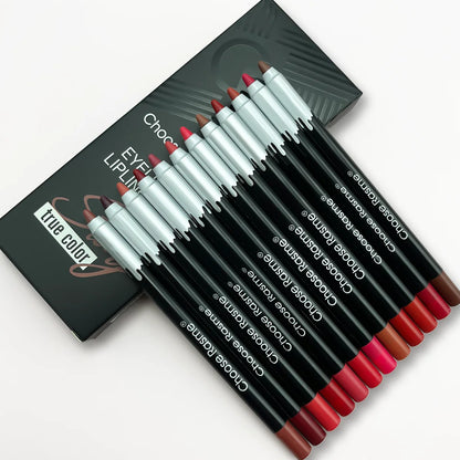 12 colour matte lip liner set, lipstick pen in 12 colours, durable lip makeup - Rehmiar