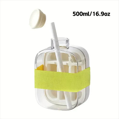 2-in-1 Ice Cube Making Water Bottle with Straw – Touch-Free Push-Type Easy Release Ice Mold - Rehmiar