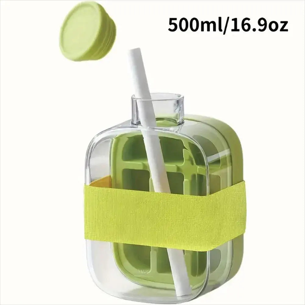 2-in-1 Ice Cube Making Water Bottle with Straw – Touch-Free Push-Type Easy Release Ice Mold - Rehmiar