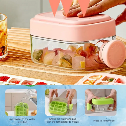 2-in-1 Ice Cube Making Water Bottle with Straw – Touch-Free Push-Type Easy Release Ice Mold - Rehmiar