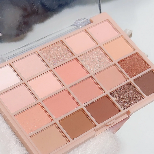 20-Color Warm Eyeshadow Palette – Romantic Smoky & Rose Tones, Matte & Glitter, High-Pigment, Smudge-Proof, Beauty Makeup