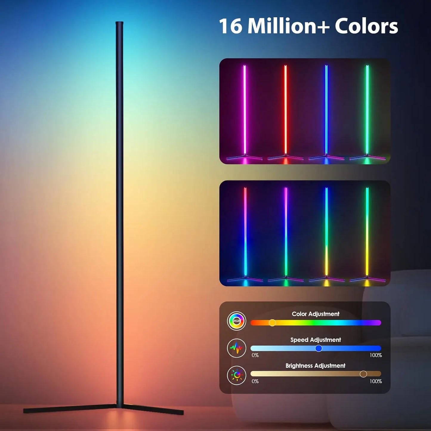 RGB Dream Colour Floor Lamp – Music Sync, 16 million Colour Changing Standing Mood Light for Bedroom & Living Room