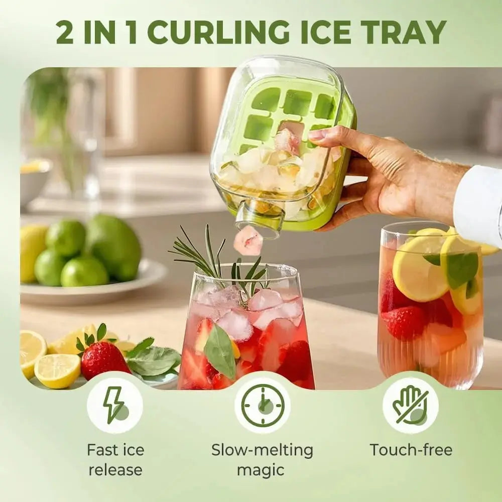 2-in-1 Ice Cube Making Water Bottle with Straw – Touch-Free Push-Type Easy Release Ice Mold - Rehmiar