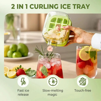2-in-1 Ice Cube Making Water Bottle with Straw – Touch-Free Push-Type Easy Release Ice Mold - Rehmiar