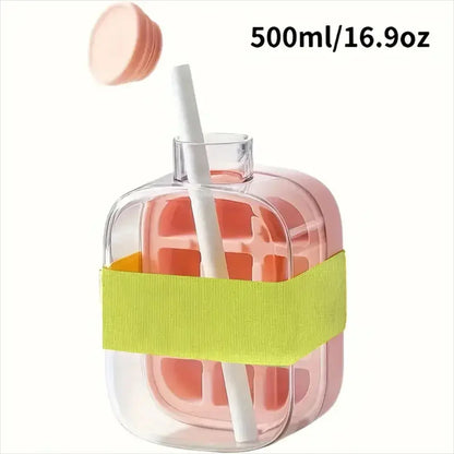 2-in-1 Ice Cube Making Water Bottle with Straw – Touch-Free Push-Type Easy Release Ice Mold - Rehmiar