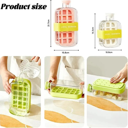 2-in-1 Ice Cube Making Water Bottle with Straw – Touch-Free Push-Type Easy Release Ice Mold - Rehmiar