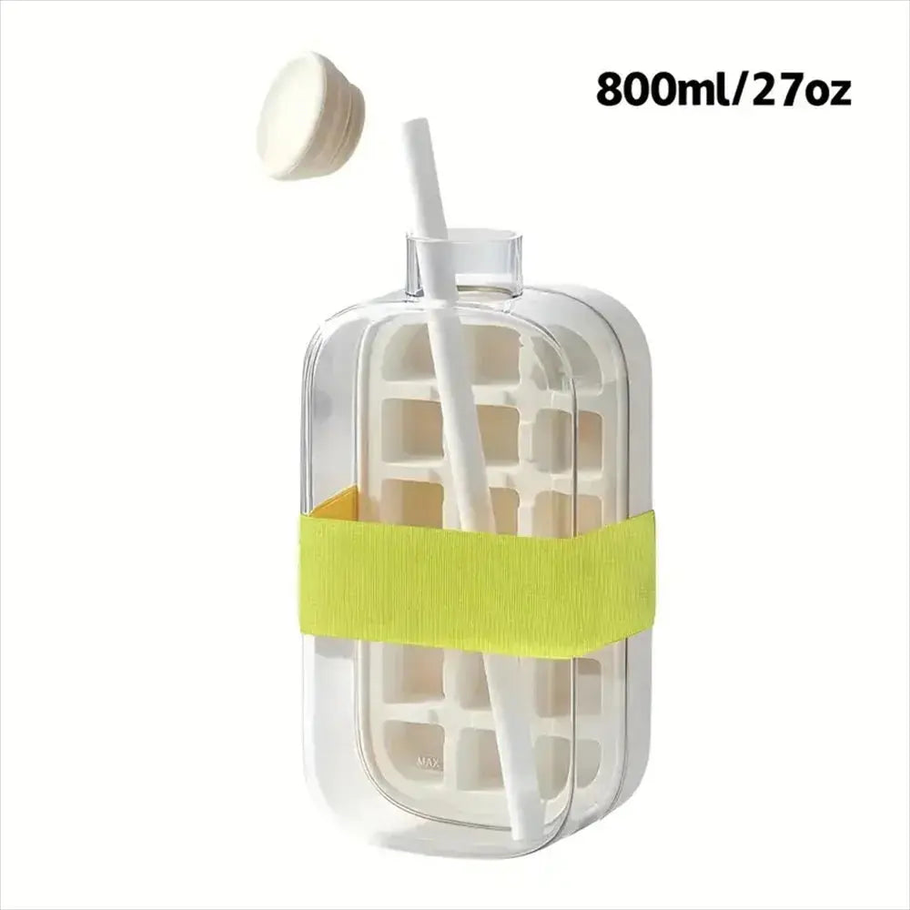 2-in-1 Ice Cube Making Water Bottle with Straw – Touch-Free Push-Type Easy Release Ice Mold - Rehmiar
