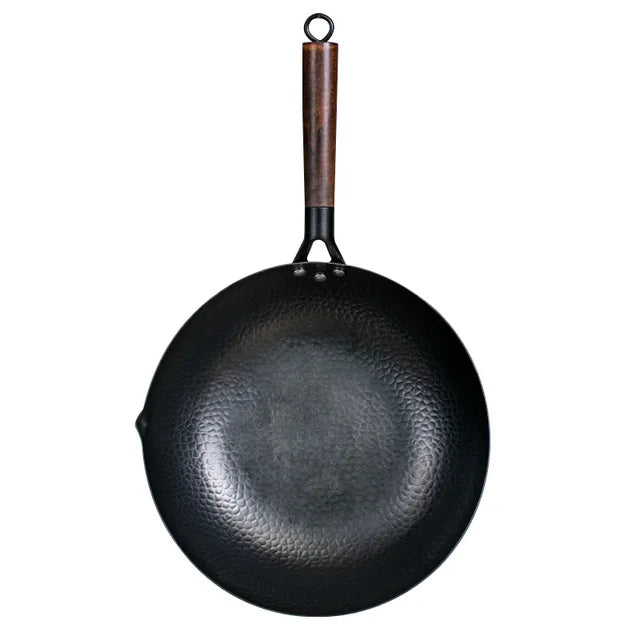 Pure Iron wok cast iron pan Non-coated Pot General use for Gas and Induction Cooker 32cm Chinese Wok Cookware Pan Rehmiar