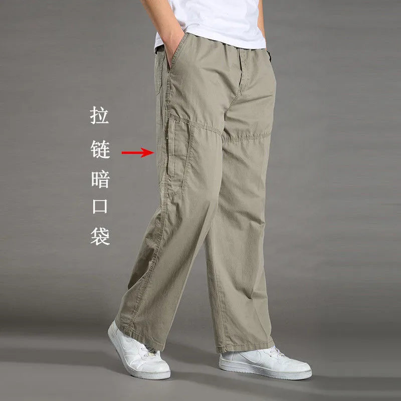 Men's Cargo Summer Spring Cotton Work Wear Pants New - Rehmiar