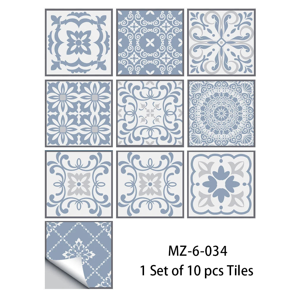 10pcs Blue & Gray Matte Surface Wall Sticker Film - Rehmiar