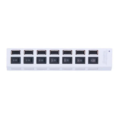 USB 2.0 Hub with Power Adapter – 4/7 Port USB Splitter with On/Off Switch for PC Laptop - Rehmiar