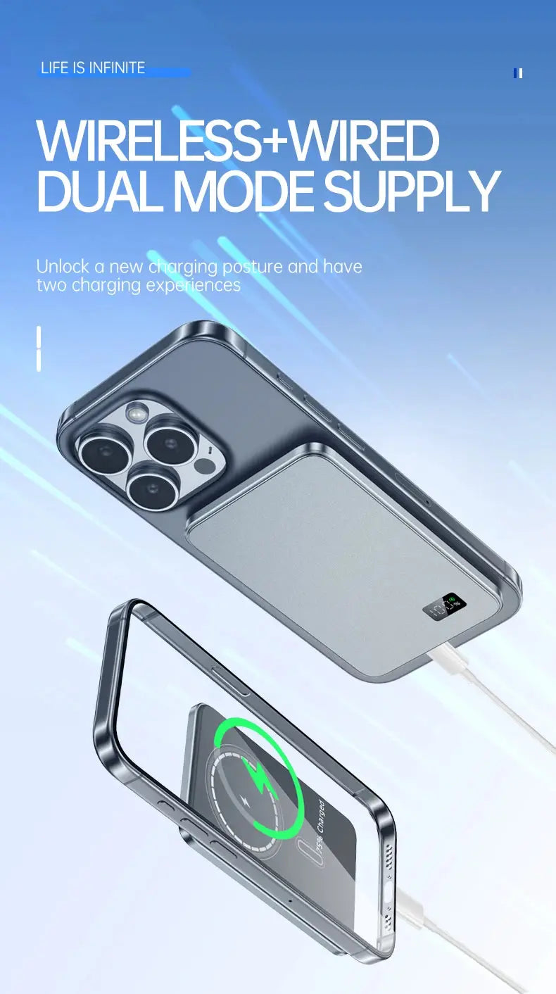 Ultra Thin MagSafe Power Bank – Magnetic Wireless Fast Charging with LED Display for iPhone, Samsung & AirPods - Rehmiar